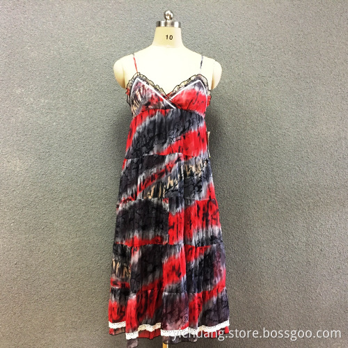 Women's polyester printed striped long dress